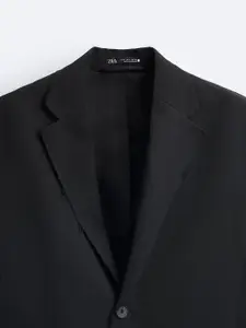 ZARA Women Black Solid Single-Breasted Blazer