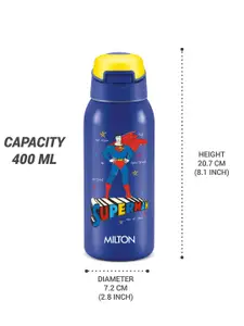 Milton Kids Sportive 400 Navy Blue Superman Printed Vacuum Insulated Water Bottle 400 ml