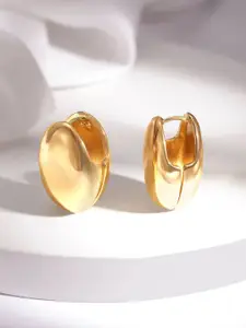 Rubans 18K Gold-Plated Oval With Sleek Polished Finish Hoop Earrings