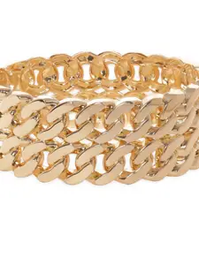 Rubans 18K Gold Plated Gold-Toned Chain-Link Bangle-Style Bracelet Elegant Jewelry