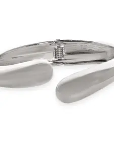 Rubans Rhodium-Plated Silver-Toned Bangle-Style Bracelet