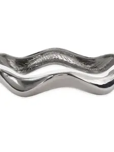 Rubans Rhodium-Plated Wavy Bangle-Style Bracelet for Modern & Elegant Statement Jewelry