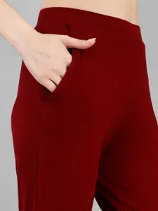 Soie Women Mid Rise Ankle Length Supersoft Straight Lounge Pants with Pockets