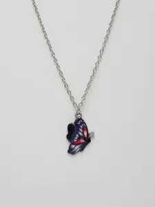 NVR Silver-Plated Butterfly Shaped Pendant with Chain
