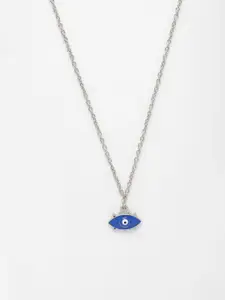 NVR Silver-Plated Evil Eye Pendant with Chain