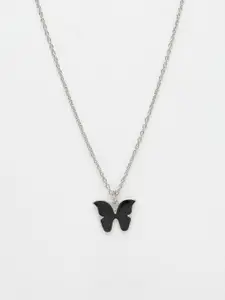 NVR Silver-Plated Butterfly Shaped Pendant with Chain