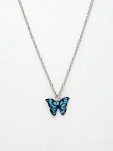 NVR Silver-Plated Butterfly Shaped Pendant with Chain