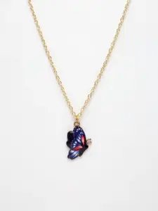 NVR Gold-Plated Butterfly Shaped Pendant with Chain