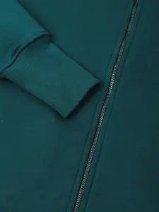 Xpose Women Solid Hood Fleece Front-Open Sweatshirt