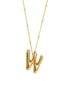 AQUASTREET 18K Gold Plated Waterproof Antitarnish Balloon Design Initial-W Pendant