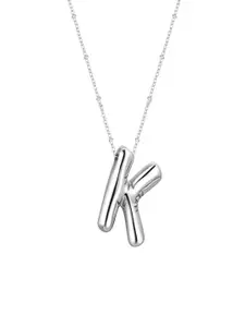 AQUASTREET 18K Silver Plated Waterproof Antitarnish Balloon Design Initial-K Pendant
