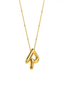 AQUASTREET 18K Gold Plated Waterproof Anti Tarnish Balloon Design Initial-R Pendant