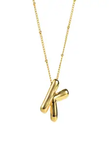 AQUASTREET Stainless Steel 18K Gold Plated Anti Tarnish Balloon K Pendant With Chain