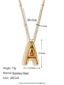 AQUASTREET 18K Gold Plated Waterproof Antitarnish Balloon Design Initial-A Pendant