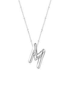 AQUASTREET 18K Silver Plated Waterproof Anti Tarnish Balloon Design Initial-M Pendant