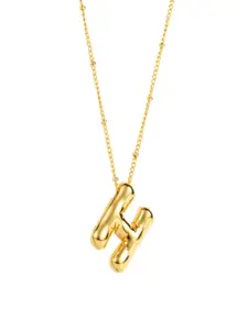 AQUASTREET 18K Gold Plated Waterproof Anti Tarnish Balloon Design Initial-H Pendant