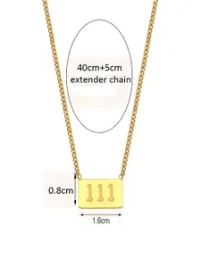 AQUASTREET 18K Gold Plated Waterproof Anti Tarnish Angel Number-111 Pendant