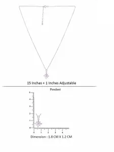 KAI JEWEL Rhodium-Plated Cubic Zirconia Studded Diamond Shaped Pendant with Chain