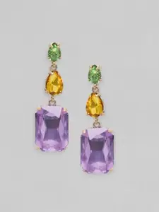 Rubans 18K Gold Plated Multicolor Gemstone Drop Earrings