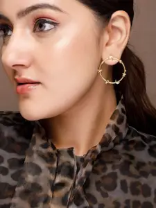 Rubans Set Of 2 18K Gold-Plated Geometric Grid & Celestial Design Hoop Earrings