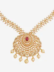 Kushal's Fashion Jewellery Gold-Plated Cubic Zirconia Stone Studded Necklace