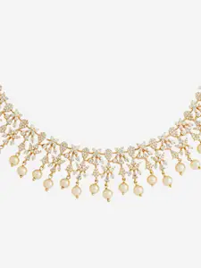 Kushal's Fashion Jewellery Gold-Plated Cubic Zirconia Stone Studded Necklace