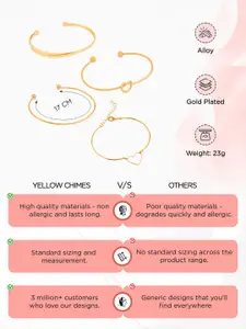 Yellow Chimes Set Of 4 Gold-Plated Cuff Bracelet