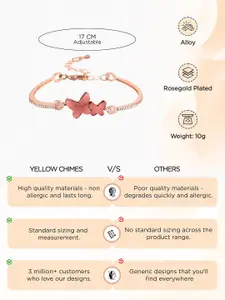 Yellow Chimes Rose Gold-Plated Cubic Zirconia Wraparound Bracelet