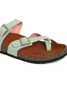 DressBerry Women Open Toe Flats with Buckles