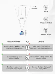 Yellow Chimes Rhodium-Plated Stone Studded Heart Shaped Pendant with Chain