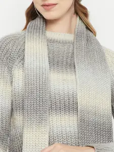 Madame Boucle Knit Pullover Sweater with Muffer and Cap