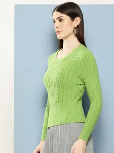 Chemistry Women Cable Knit Woollen Fitted Pullover