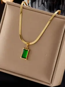 MYKI Gold-Plated Cubic Zirconia Contemporary Pendant with Chain