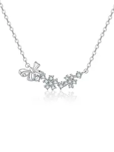 MYKI Stainless Steel Silver-Plated Cubic Zirconia Contemporary Pendant