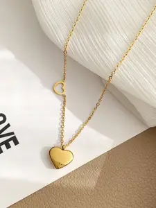 MYKI Stainless Steel Gold-Plated Heart Shaped Pendant