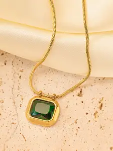 MYKI Gold-Plated Contemporary Cubic Zirconia Pendant With Chain