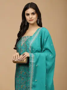 Meena Bazaar Floral Printed Beads and Stones Unstitched Dress Material