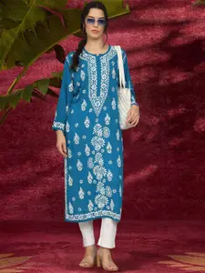 PARAMOUNT CHIKAN Women Embroidered Lucknowi Chikankari Modal Kurta