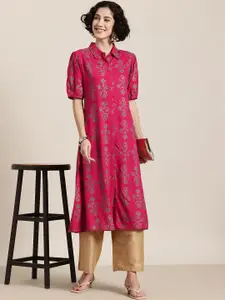 HERE&NOW Floral Printed Puff Sleeves Kurta