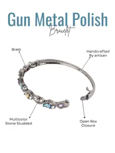 Adwitiya Collection Silver-Plated American Diamond Studded Bangle-Style Bracelet