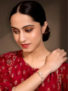 Peora Silver-Plated Cubic Zirconia Kada Bracelet