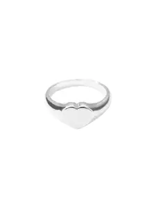 AQUASTREET Rhodium Plated Antitarnish Waterproof Heart Stamp Ring