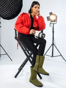 yoho Women High-Top Uggs Boot Suede Leather Finish Winter Boot M-004