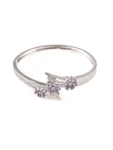 PANASH Silver-Plated Cubic Zirconia Stone Studded Kada Bracelet