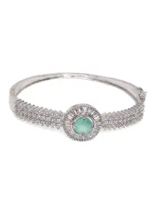 PANASH Silver-Plated Cubic Zirconia Stone Studded Kada Bracelet