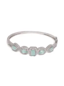 PANASH Silver-Plated Cubic Zirconia Stone Studded Kada Bracelet