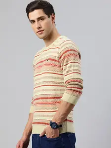 Pierre Carlo Men Geometric Self Design Pullover