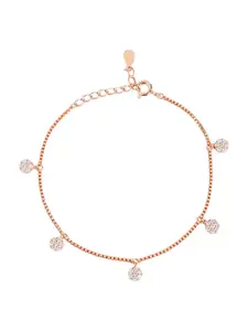 Zavya Rose Gold-Plated 925 Sterling Silver Cubic Zirconia Link Bracelet