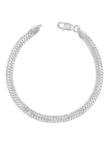 Zavya Men 925 Pure Silver Rhodium-Plated Link Bracelet