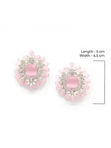 Fida 14k Rhodium-Plated AAA American Diamond Studded Floral Studs